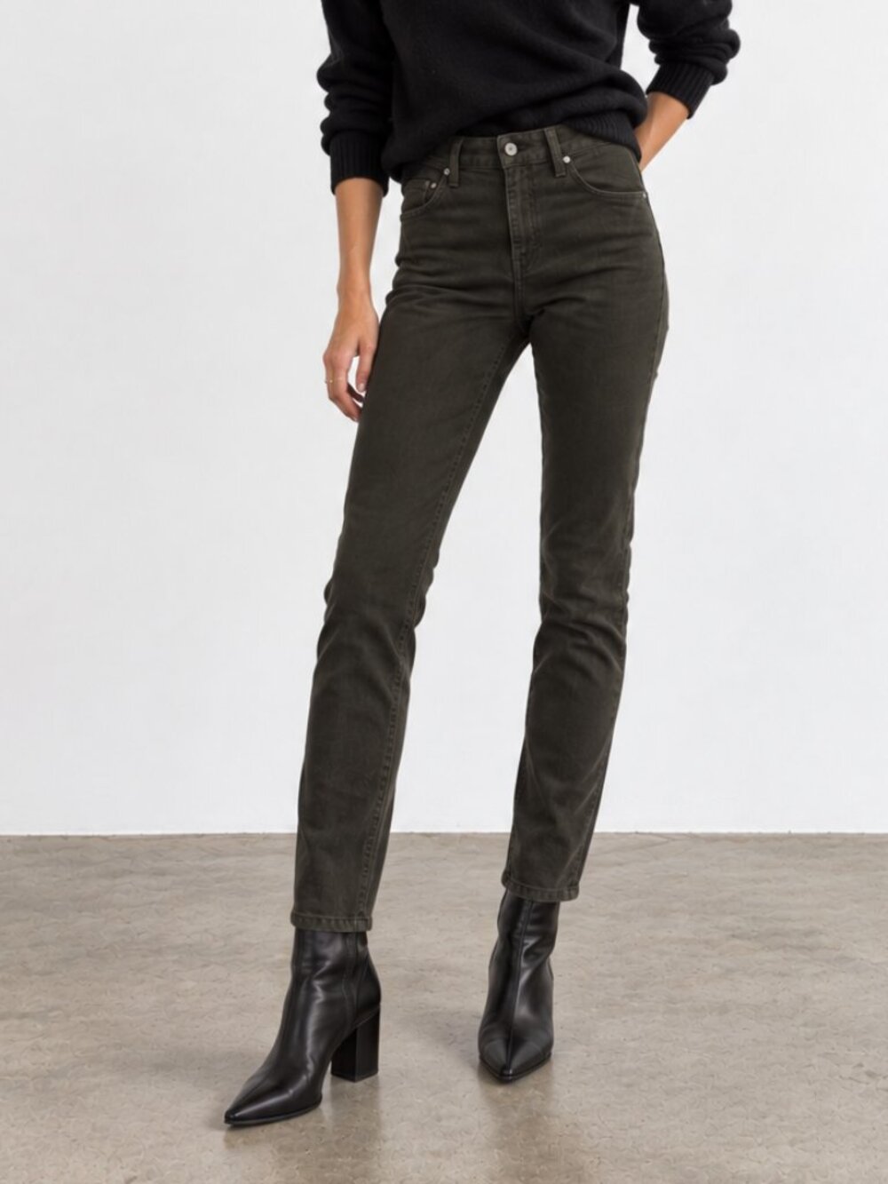 RAG & BONE The Legging Skinny Jeans Dark Olive Green Charcoal Gray Stretch 30